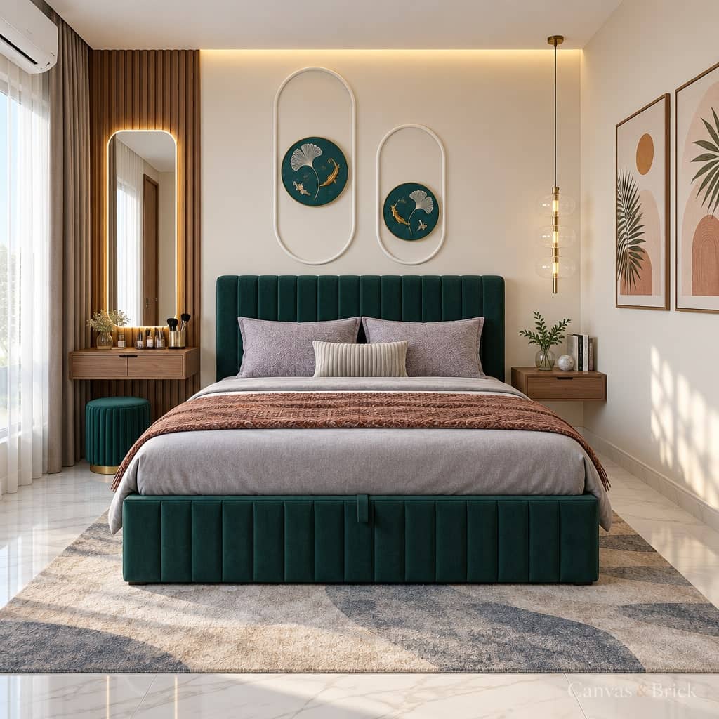 Compact bedroom bedroom design in Kolkata by Canvas & Brick