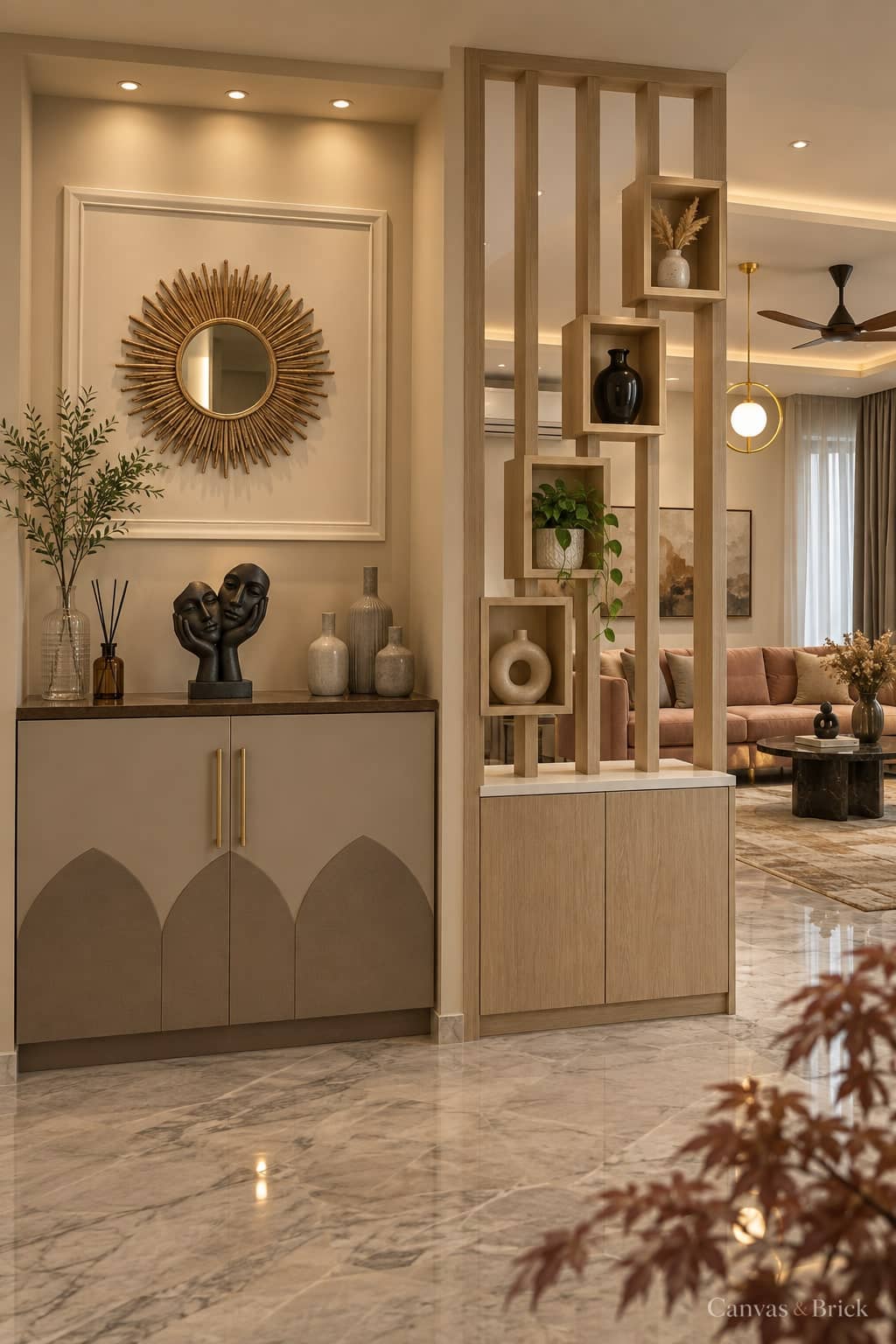 Display niche console & decor units design in Kolkata by Canvas & Brick