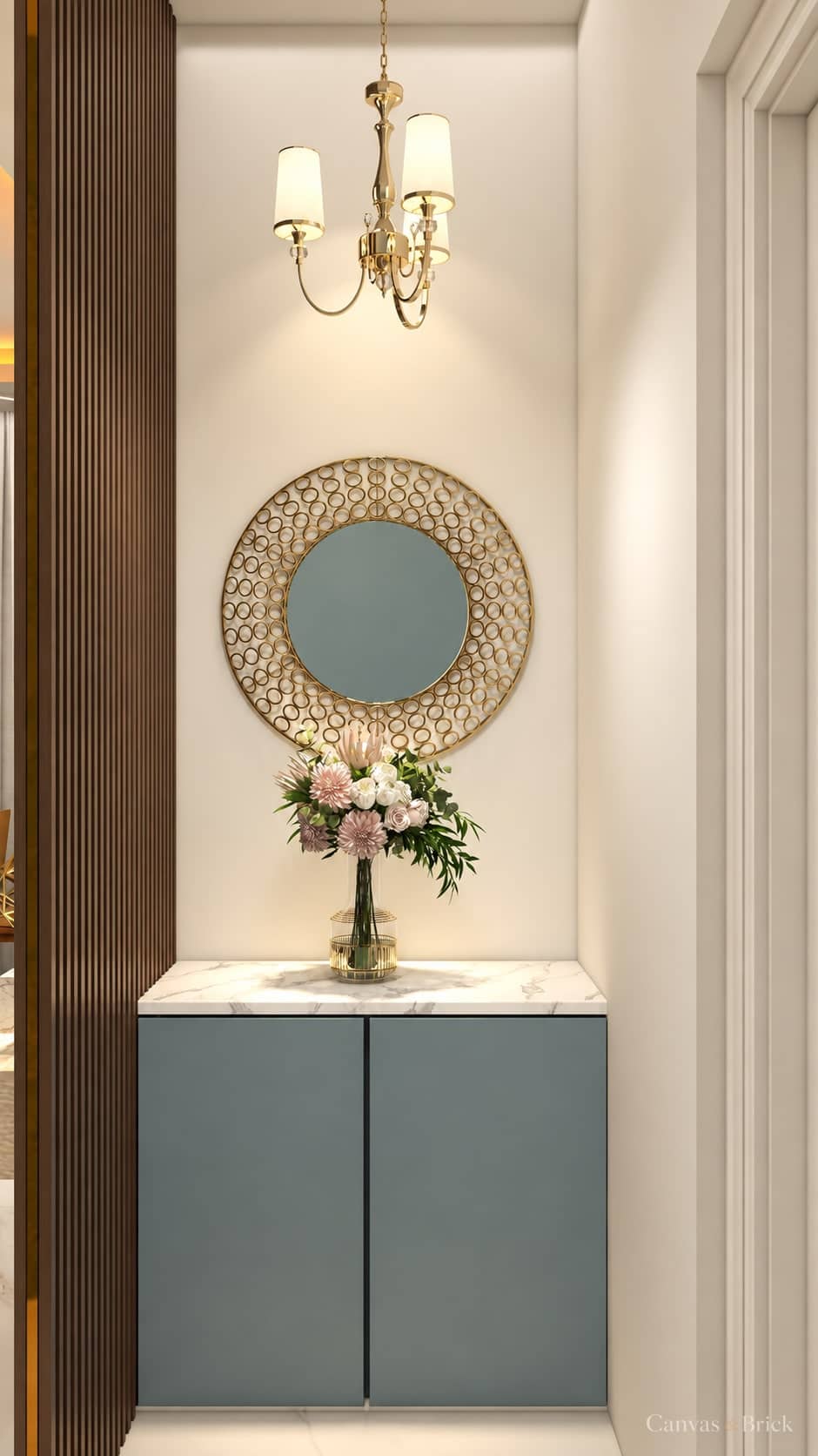 Floating console console & decor units design in Kolkata by Canvas & Brick