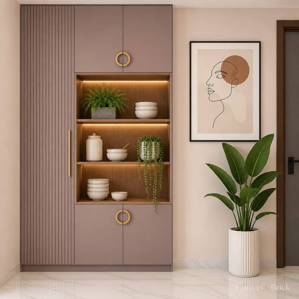 Bar unit crockery unit design in Kolkata by Canvas & Brick