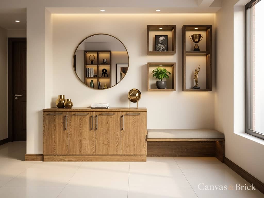 Display niche console & decor units design in Kolkata by Canvas & Brick
