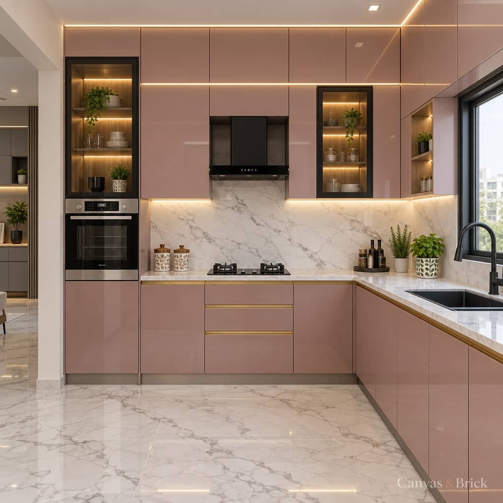 Breakfast counter kitchen designs design in Kolkata by Canvas & Brick