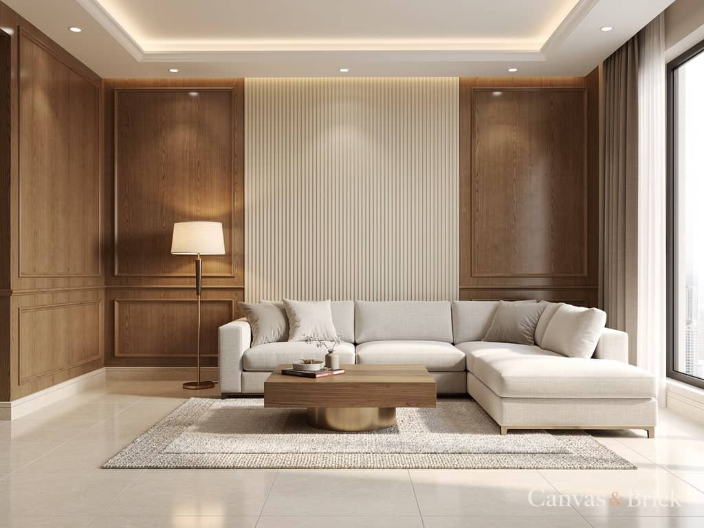 Classic Kolkata living room design in Kolkata by Canvas & Brick